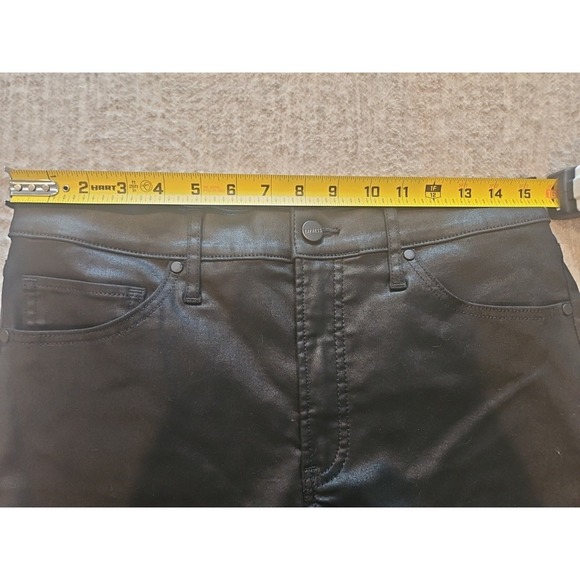 Express Jeans Metallic High Waisted Faux Leather Skinny Pants Brass Color, 10R - Picture 9 of 12